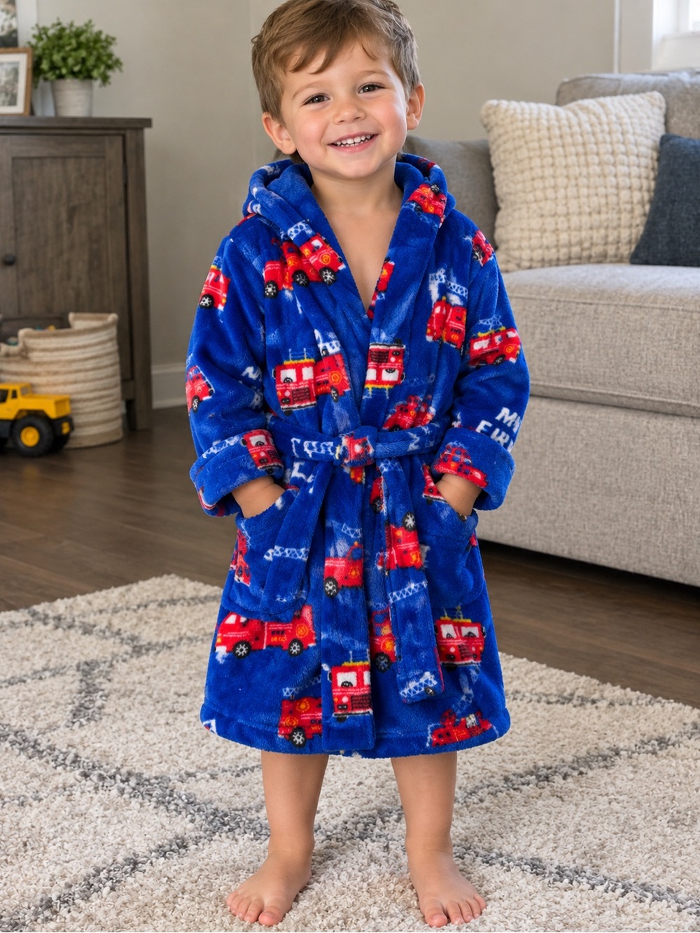 Toddler Firetruck Robe